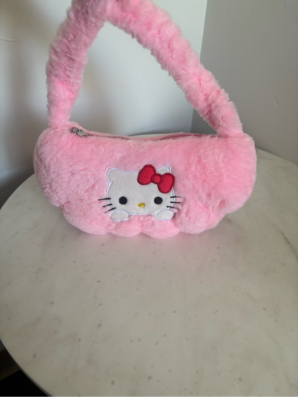 Hello Kitty Pink Mini Plush Shoulder Bag with Red Bow